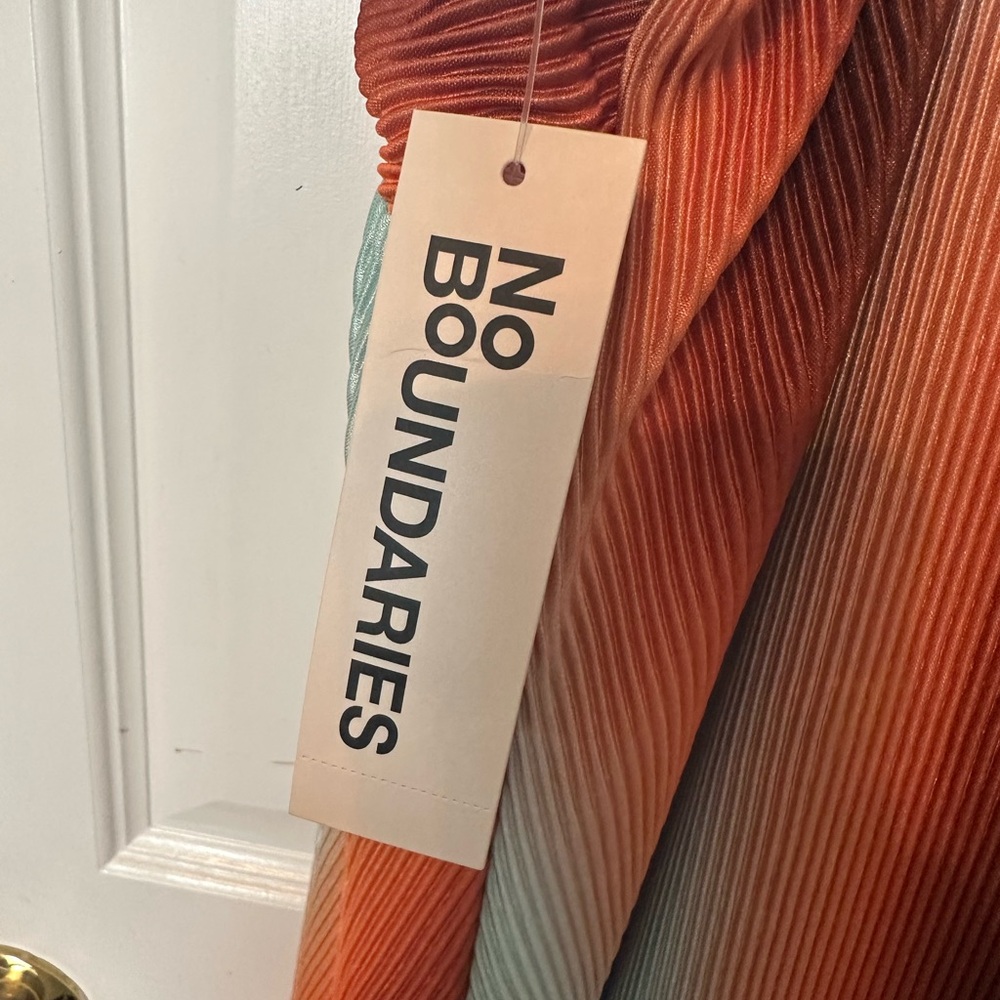 NWTS No Boundaries Pleated Mini Dress Rust & Blue Ombré sz XL - Picture 3 of 9